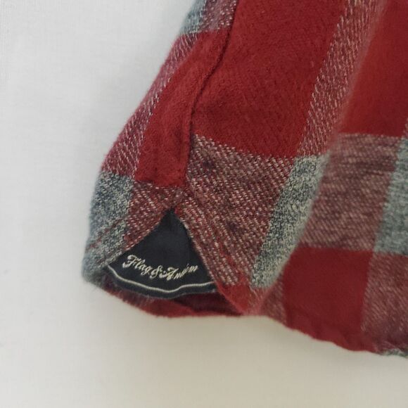 Flag & Anthem Mens XXL Tall Flannel Shirt Red Plaid Long Sleeve Button Down - Picture 4 of 7